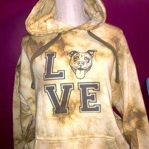 Love pit bulls hooded tie dye sweatshirt
